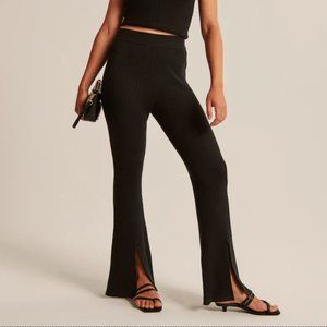 NWOT Abercrombie Black Ribbed Kick Flare Sweater Pants